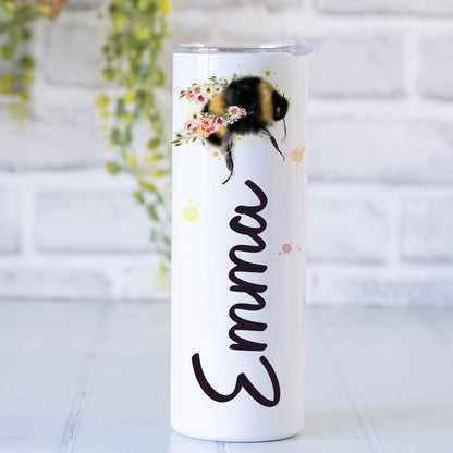 Personalised Bee Travel Mug | Tumbler with Straw