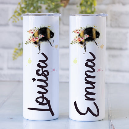 Personalised Bee Travel Mug | Tumbler with Straw