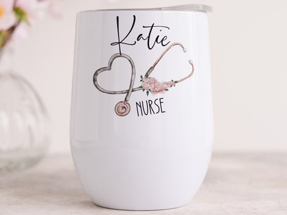 Personalised Nurse Wine Tumbler or Travel Mug | Gift for Nurses