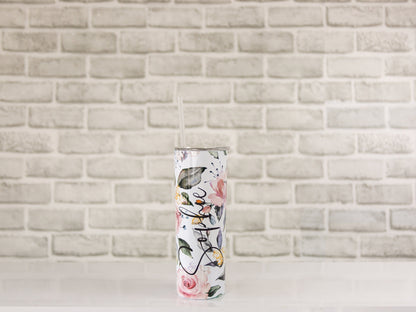 Flower Personalised Travel Mug | Pastel Flower Tumbler