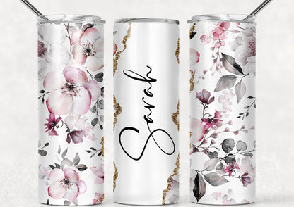 Pastel Flower Travel Mug | Personalised Floral Tumbler