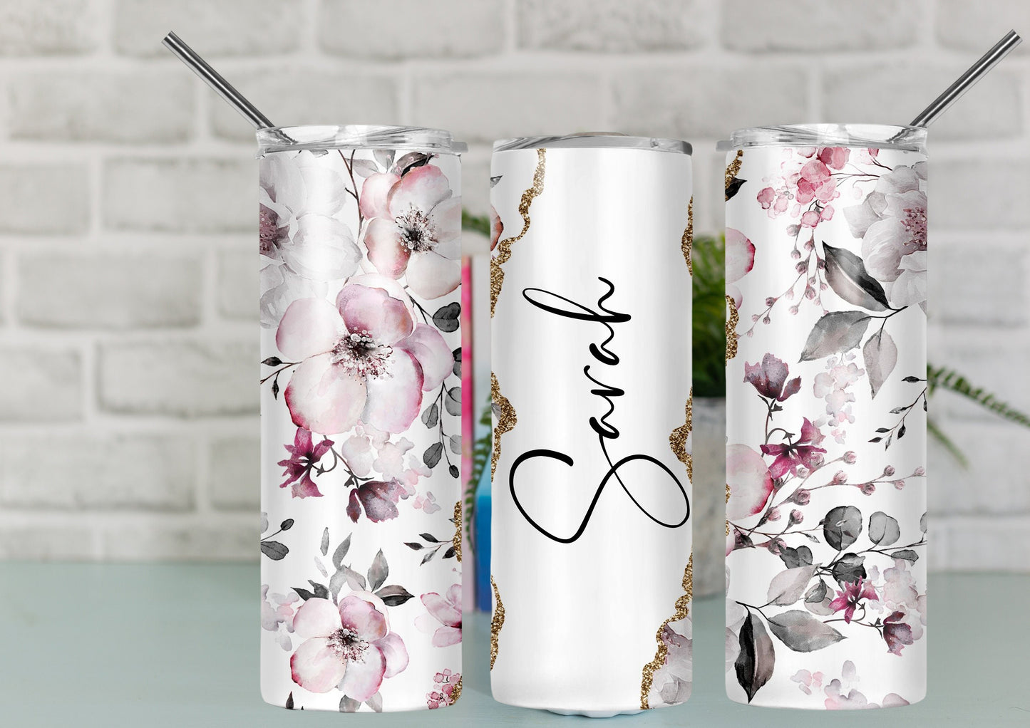 Pastel Flower Travel Mug | Personalised Floral Tumbler