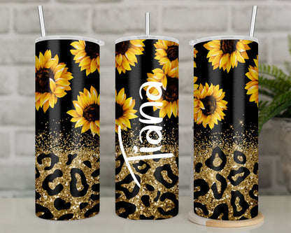 Personalised Leopard Print Travel Mug - Stainless Steel Drinks Tumbler
