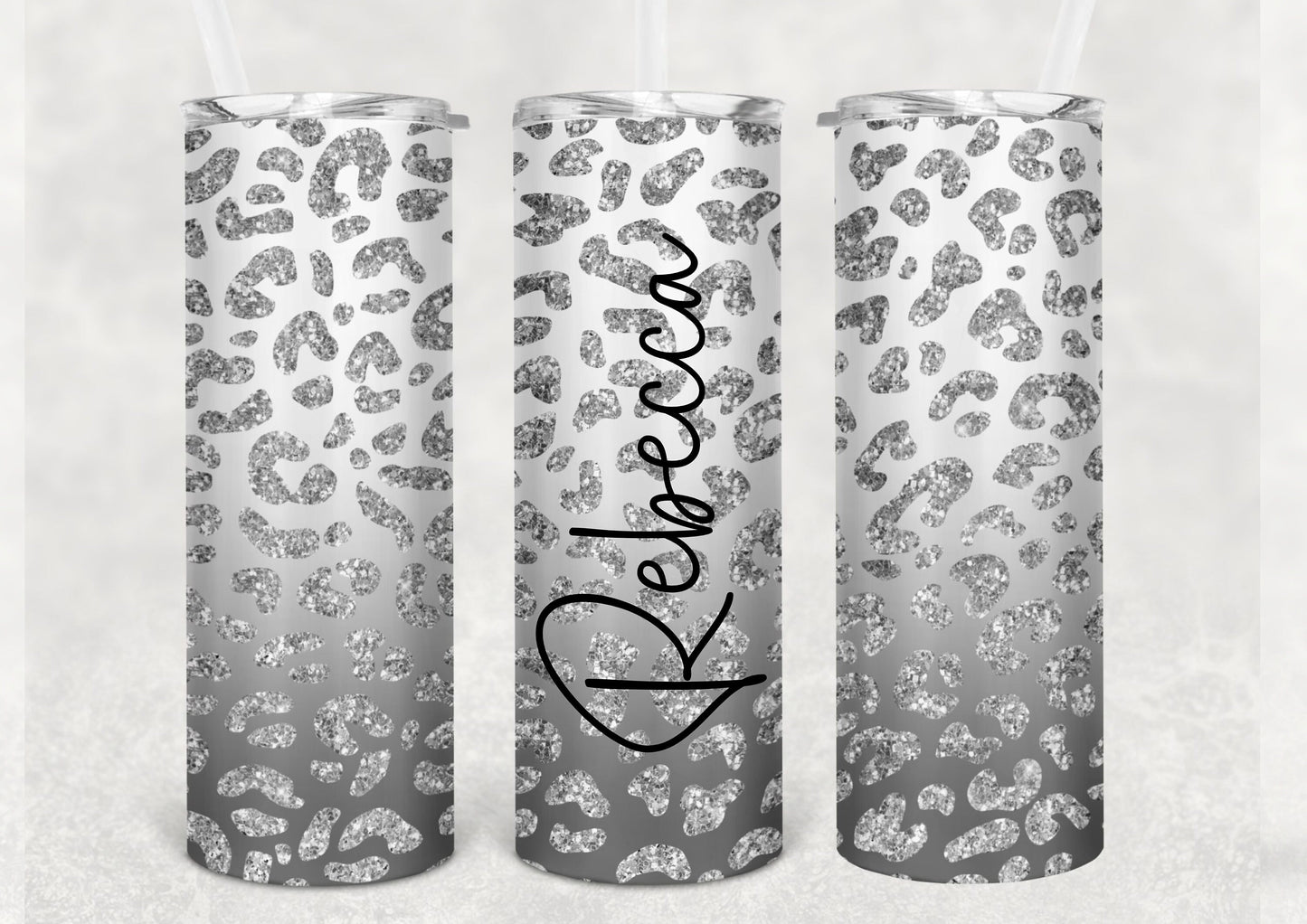 Leopard print tumbler, pink/silver cheetah print travel mug, reusable coffee tumbler, stainless steel, insulated tumbler