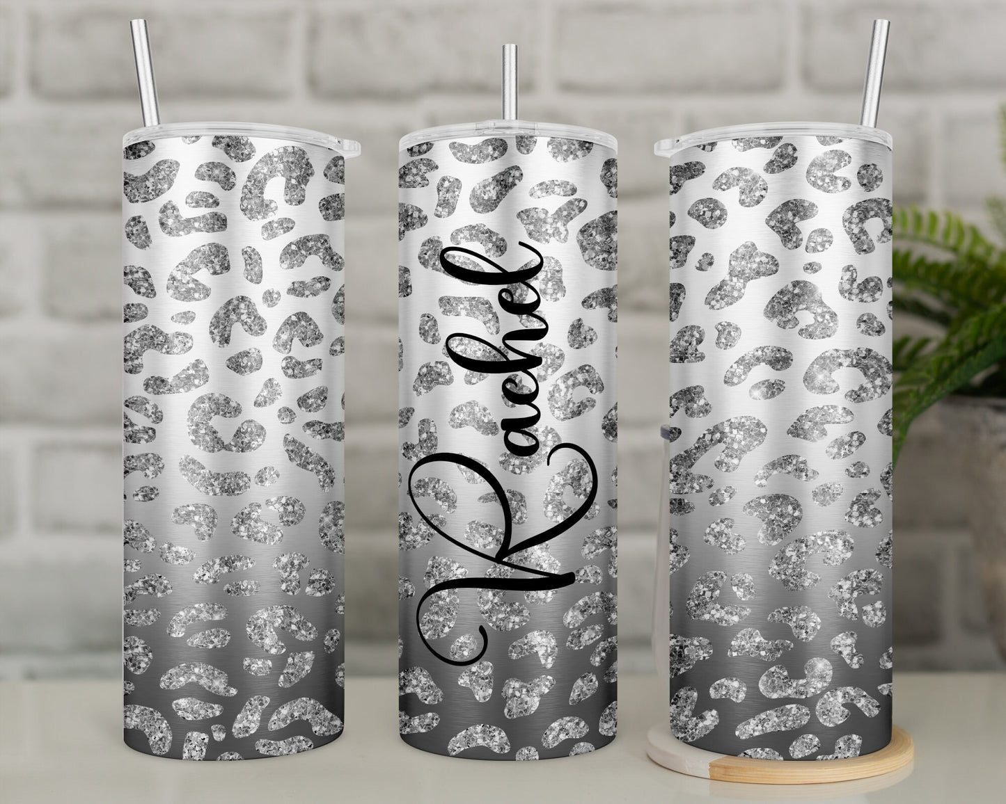 Leopard print tumbler, pink/silver cheetah print travel mug, reusable coffee tumbler, stainless steel, insulated tumbler