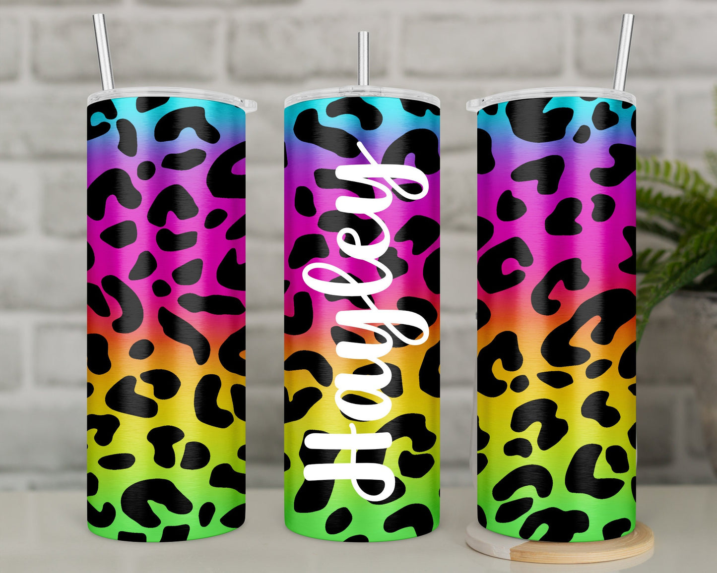 Leopard Print Tumbler | Rainbow Personalised Travel Mug