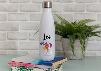 Weight lifting drink bottle, weight training man, weight lifter insulated water bottle, fitness, gym gift