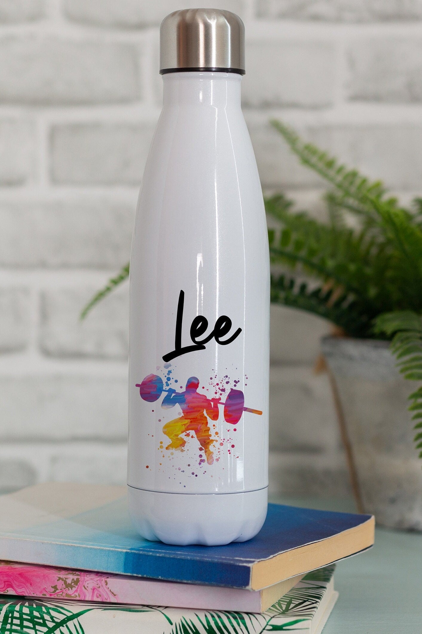 Weight lifting drink bottle, weight training man, weight lifter insulated water bottle, fitness, gym gift