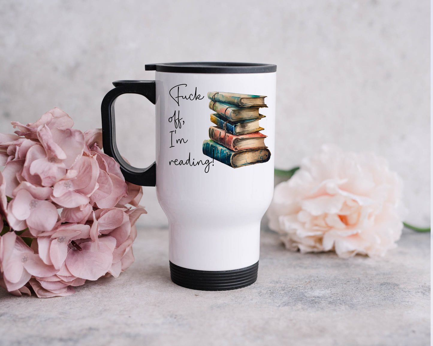 Book Lovers Gifts Fuck Off I’m Reading Travel Mug with Handle and Lid