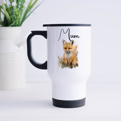 Fox Travel Mug with Handle | Stainless Steel Insulated Cup