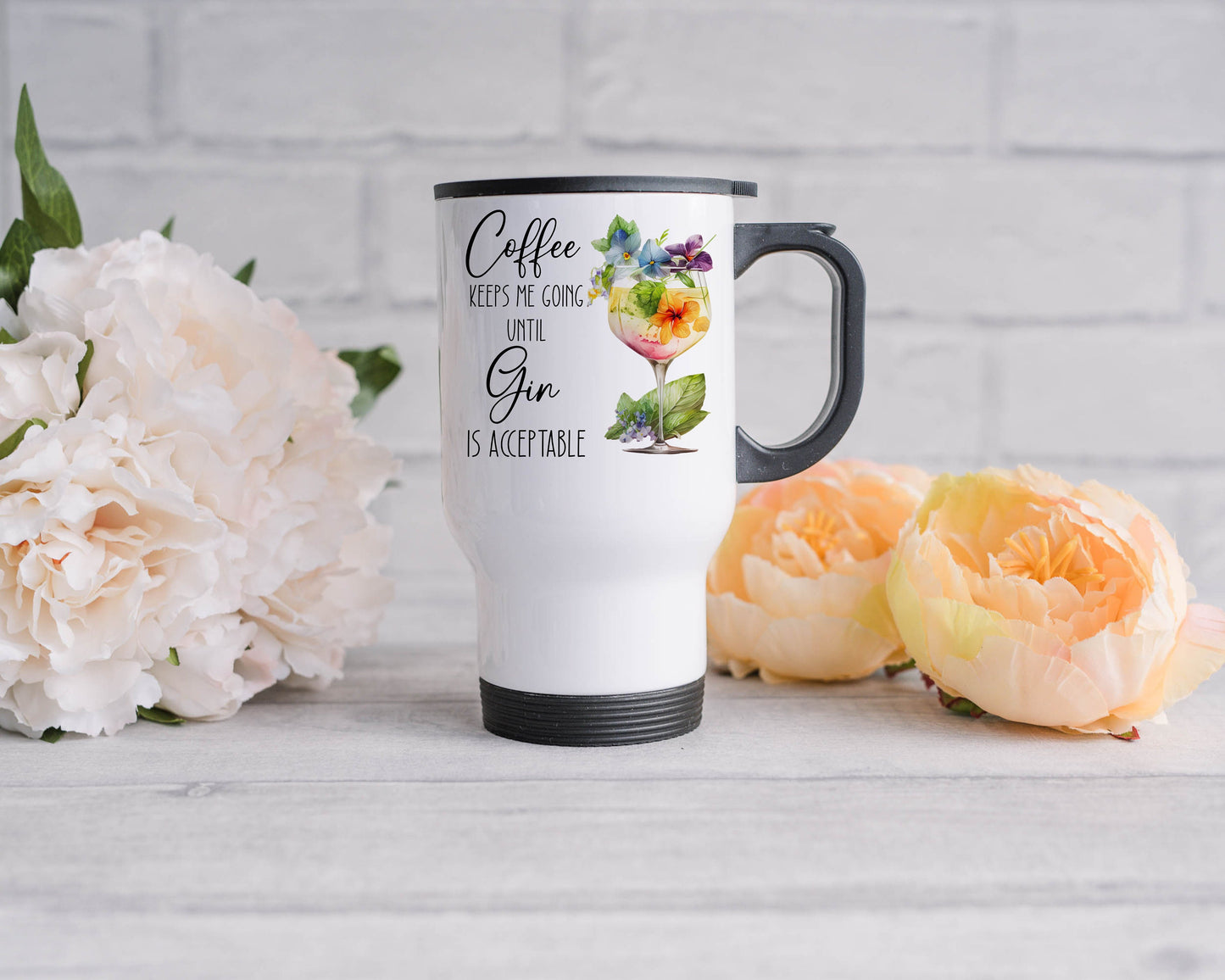 Personalised Stainless Steel Funny Gin Travel Mug with Handle