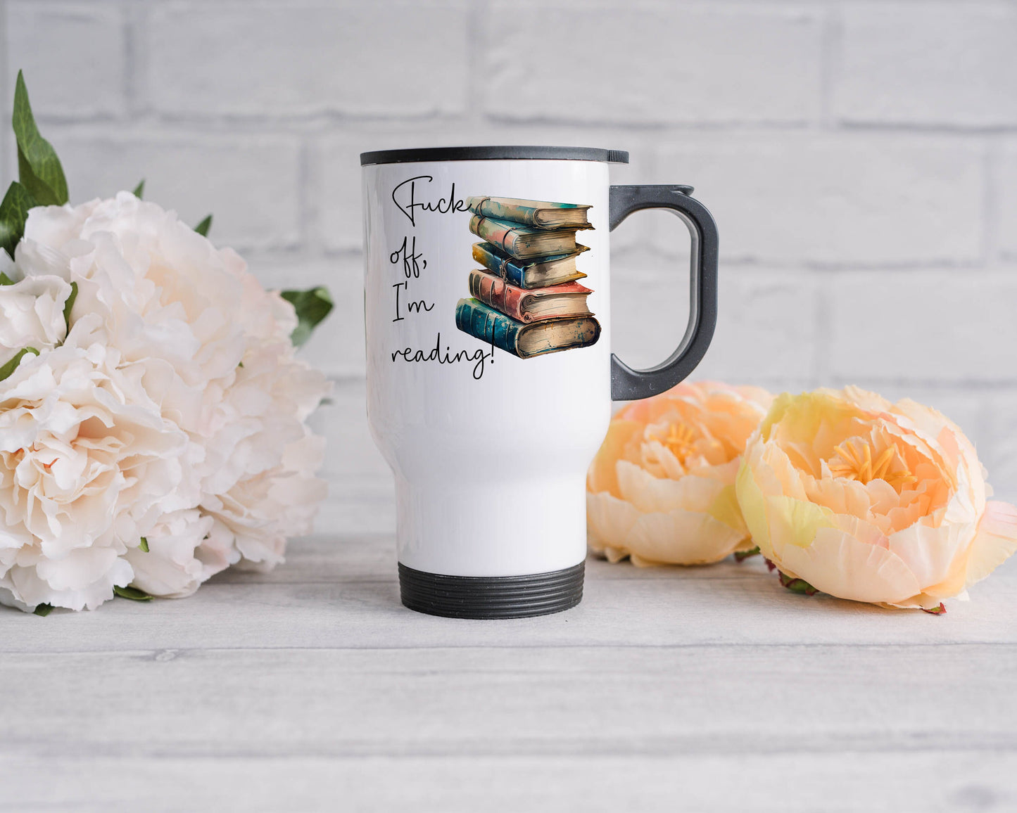 Book Lovers Gifts Fuck Off I’m Reading Travel Mug with Handle and Lid
