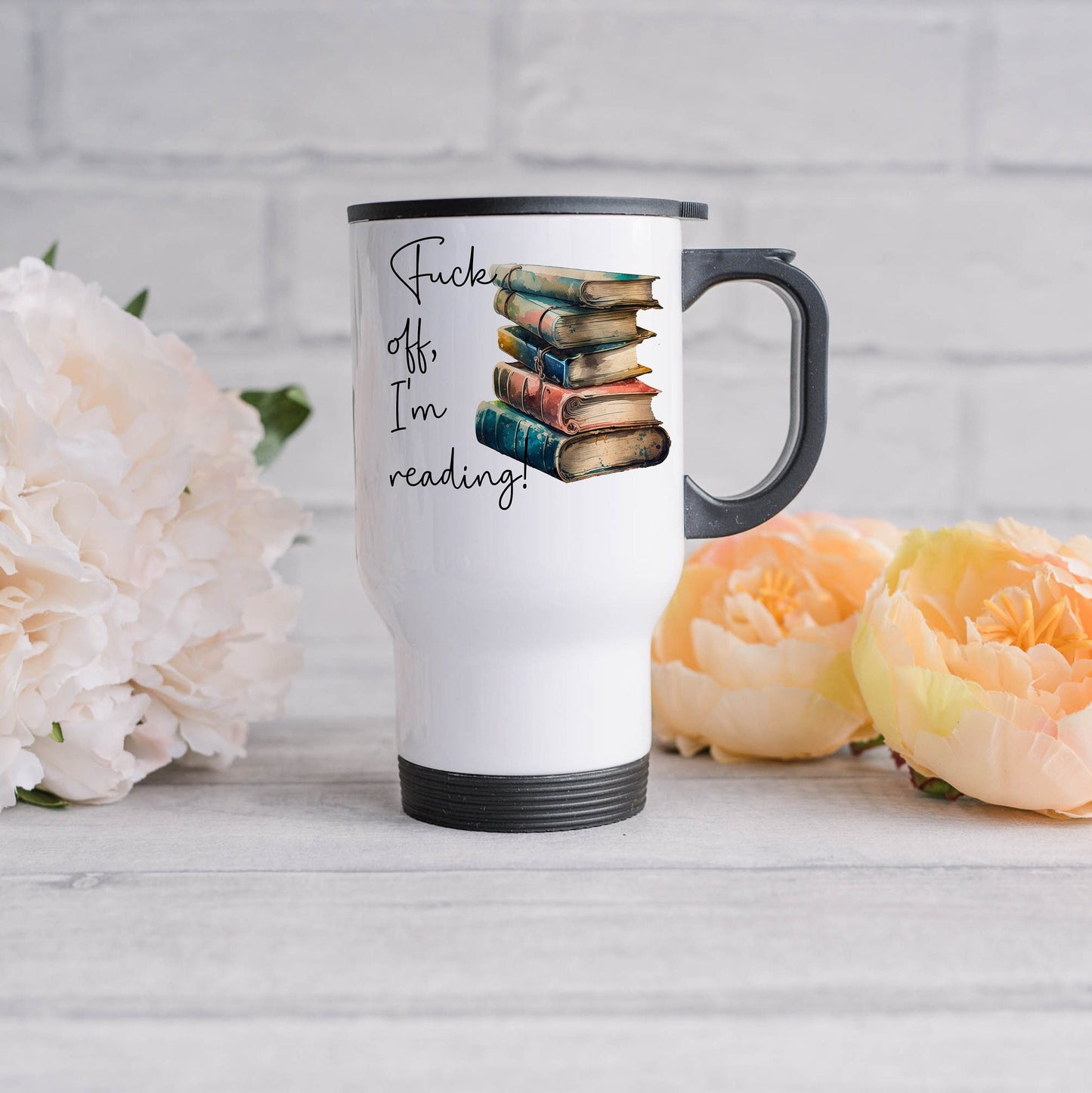 Book Lovers Gifts Fuck Off I’m Reading Travel Mug with Handle and Lid