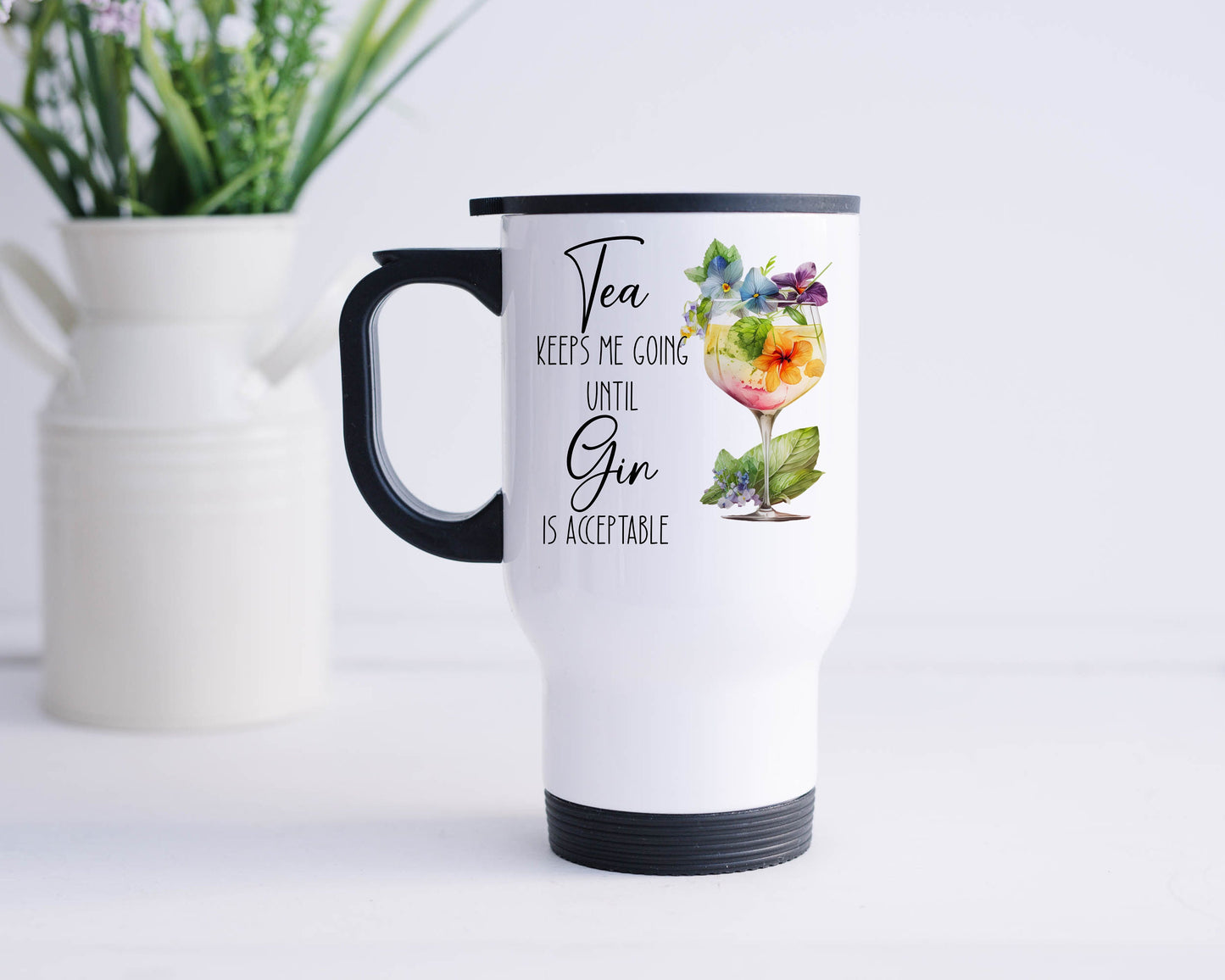 Personalised Stainless Steel Funny Gin Travel Mug with Handle