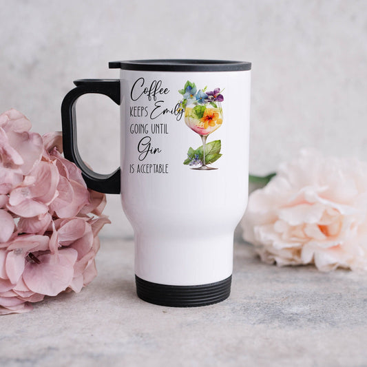 Personalised Stainless Steel Funny Gin Travel Mug with Handle