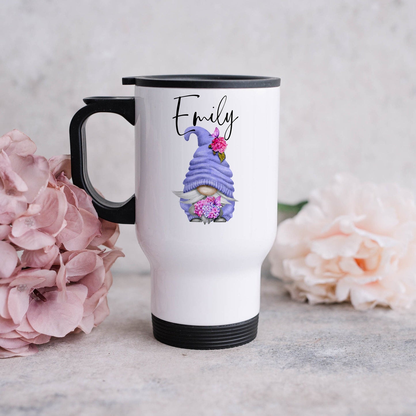 Gonk Travel Mug with Handle | Personalised Gnome Gift