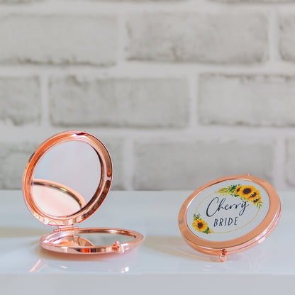 Sunflower Compact Mirror | Personalised Gift for Mum/Friend