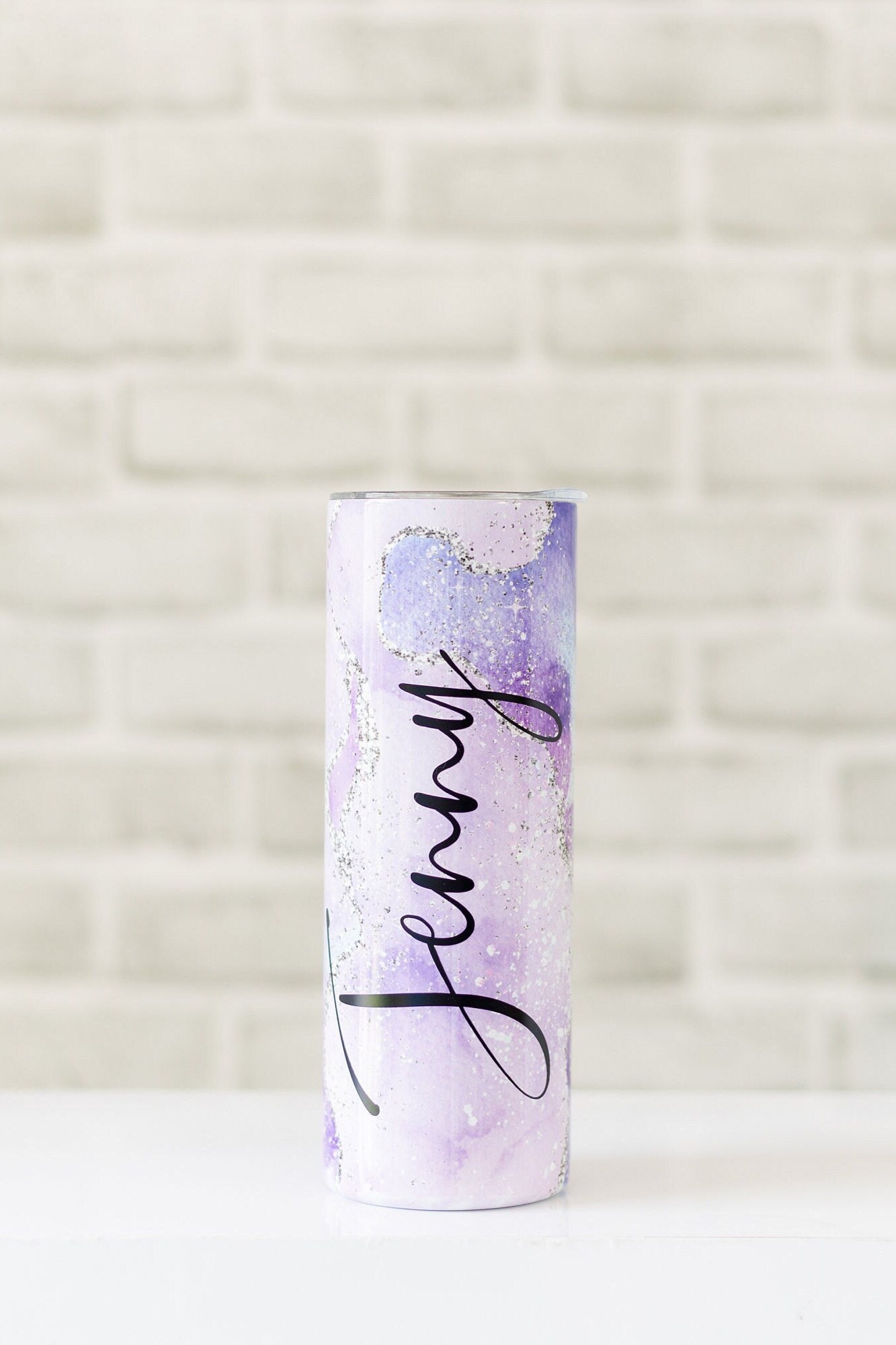 Personalised Tumbler with Straw | Glitter Effect Insulated Metal Tumbler