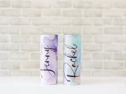 Personalised Tumbler with Straw | Glitter Effect Insulated Metal Tumbler
