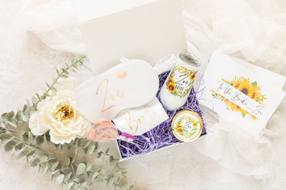 Personalised Bride/Bridesmaid Gift Box | Sunflower Gift Set with Optional Robe