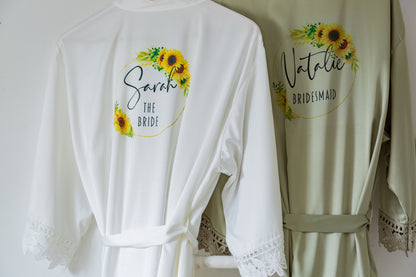 Personalised Bride/Bridesmaid Gift Box | Sunflower Gift Set with Optional Robe