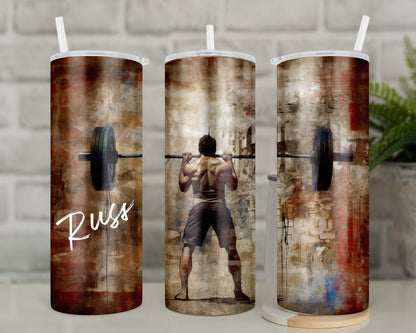 Weight Lifting Travel Mug for Him | Personalised Body Builder Tumbler