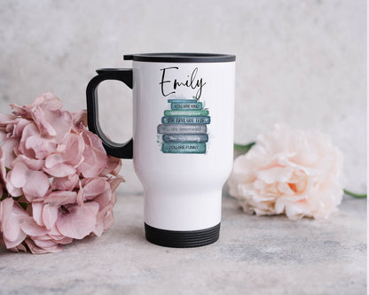 Reading Travel Mug for Book Lover | Insulated Travel Mug with Handle