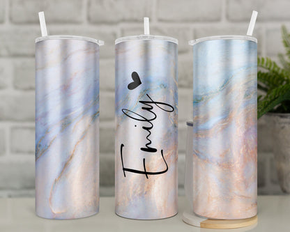 Personalised Marble Travel Mug | Tumbler with Straw