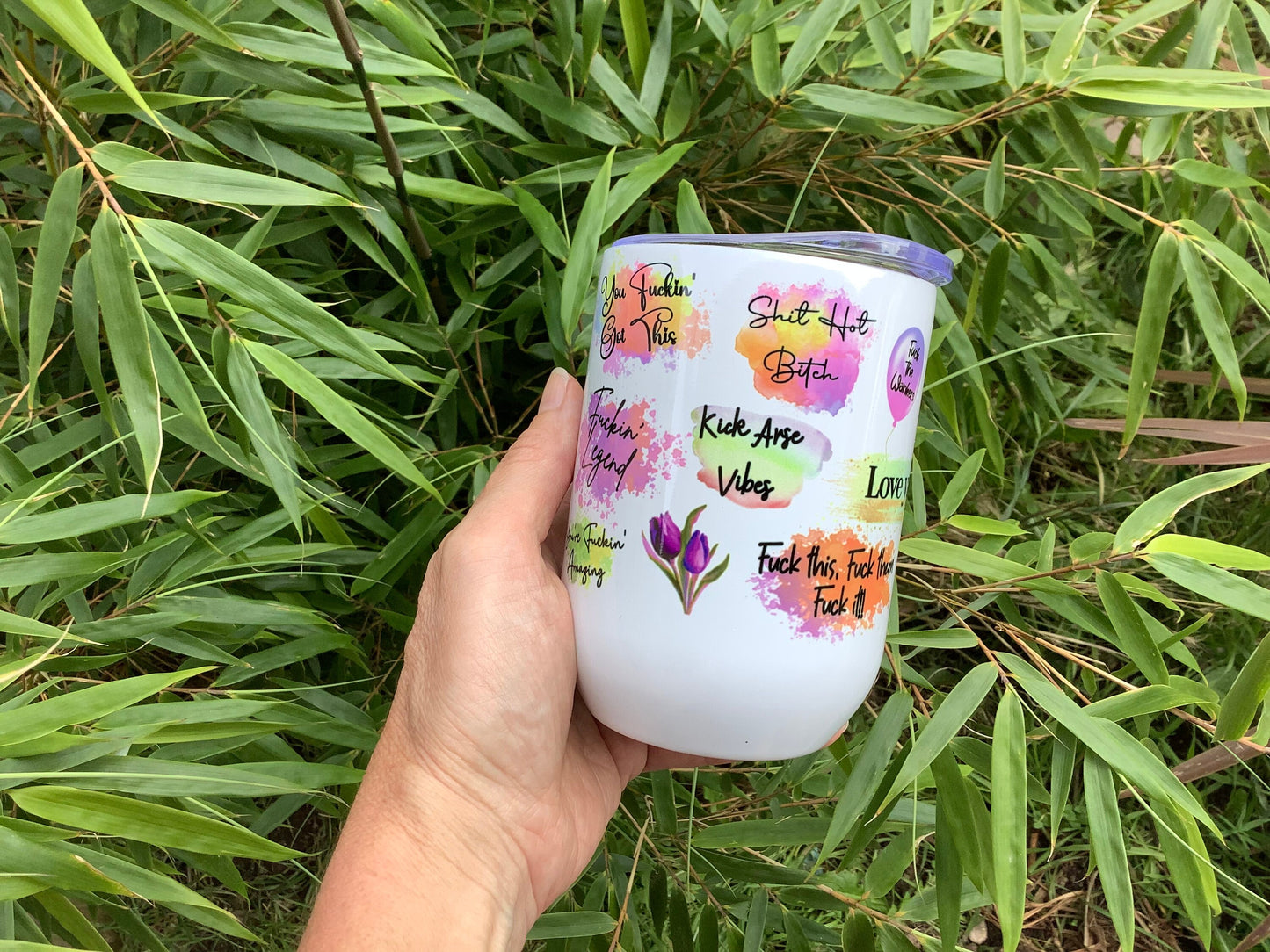 Funny Affirmations Wine Tumbler | Swear Word Positivity Gift