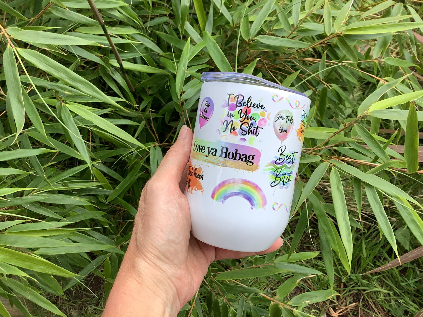 Funny Affirmations Wine Tumbler | Swear Word Positivity Gift