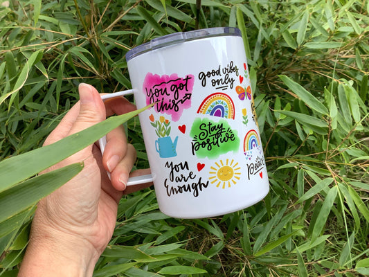 Positive Affirmations Travel Mug with Handle | Daily Affirmations Gift