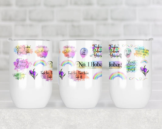 Funny Affirmations Wine Tumbler | Swear Word Positivity Gift