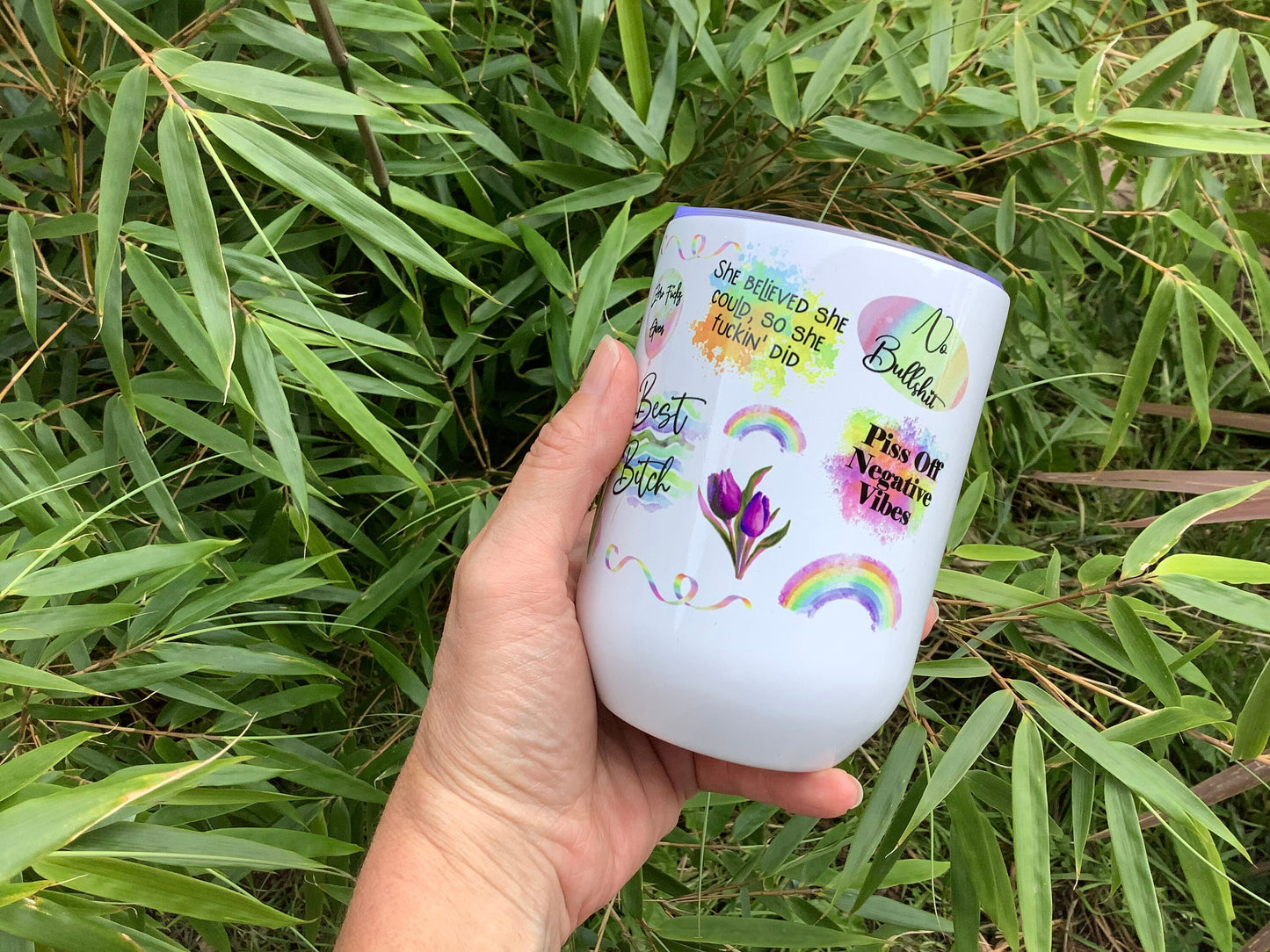 Funny Affirmations Wine Tumbler | Swear Word Positivity Gift