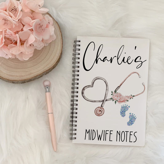 Personalised Midwife Notebook | A5 Lined Spiral Notebook