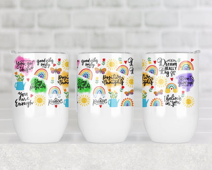 Positive Affirmations Wine Tumbler | Daily Affirmations Gift