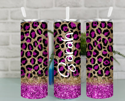 Leopard Print Travel Mug | Pink Cheetah Print Insulated Tumbler