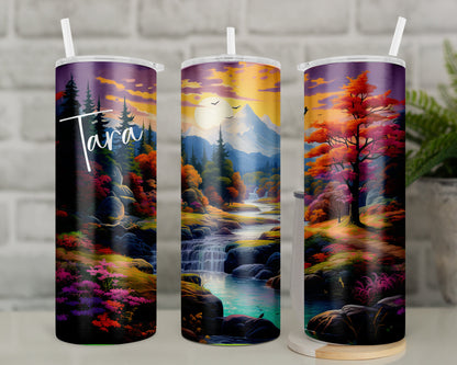 Personalised Travel Mug Mountain and Forest Tumbler