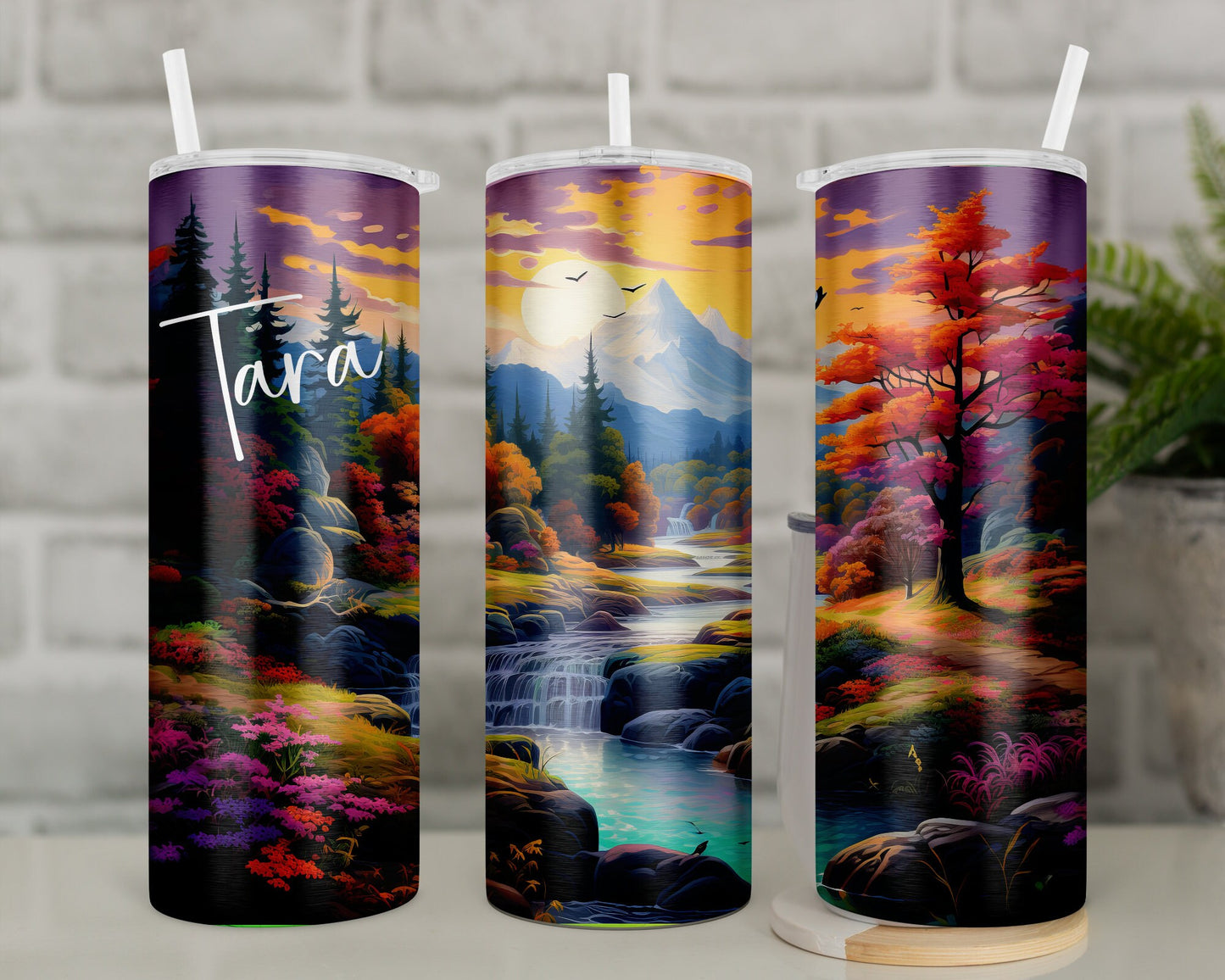 Personalised Travel Mug Mountain and Forest Tumbler