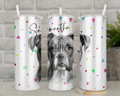 Personalised Boxer Travel Mug l Insulated Boxer Dog Tumbler Gift