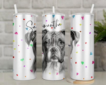 Personalised Boxer Travel Mug l Insulated Boxer Dog Tumbler Gift