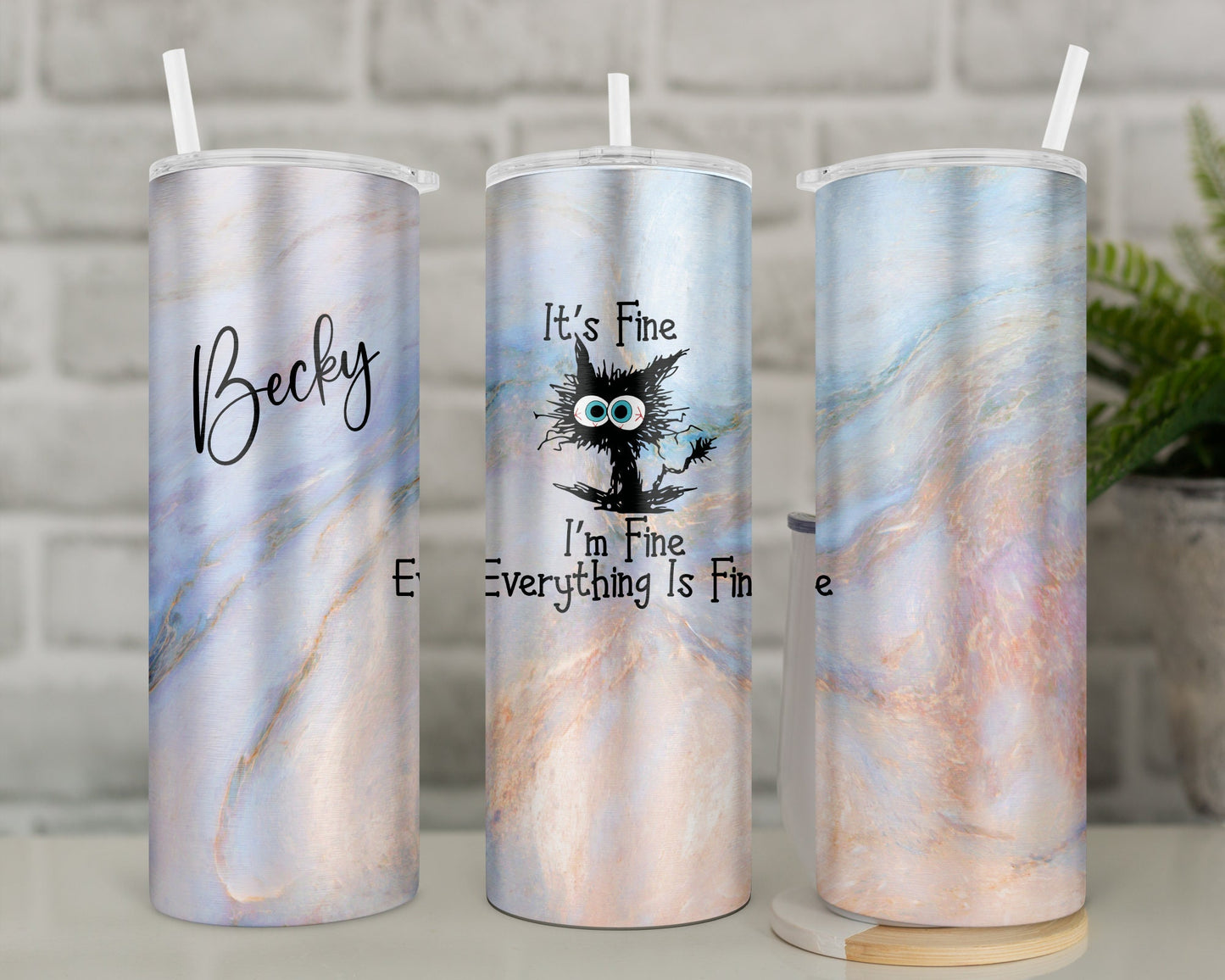 It's Fine, I'm Fine, Everything is Fine Cat Tumbler | Funny Travel Mug