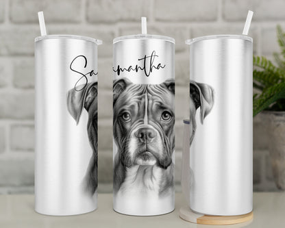 Personalised Boxer Travel Mug l Insulated Boxer Dog Tumbler Gift