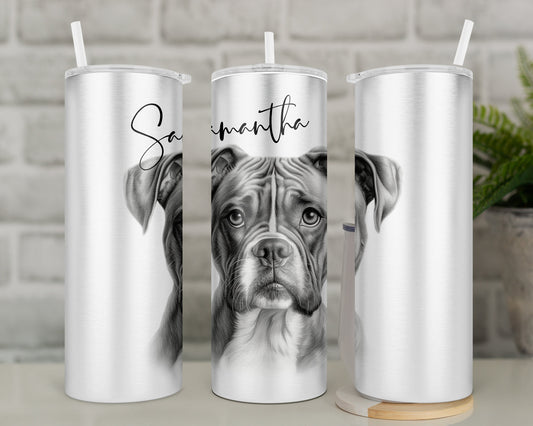 Personalised Boxer Travel Mug l Insulated Boxer Dog Tumbler Gift