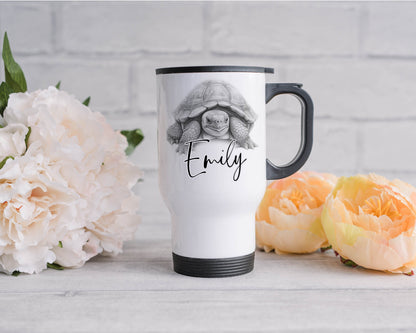Personalised Tortoise Travel Mug | Tortoise Lover Gift