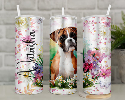Personalised Boxer Travel Mug l Insulated Boxer Dog Tumbler with Straw